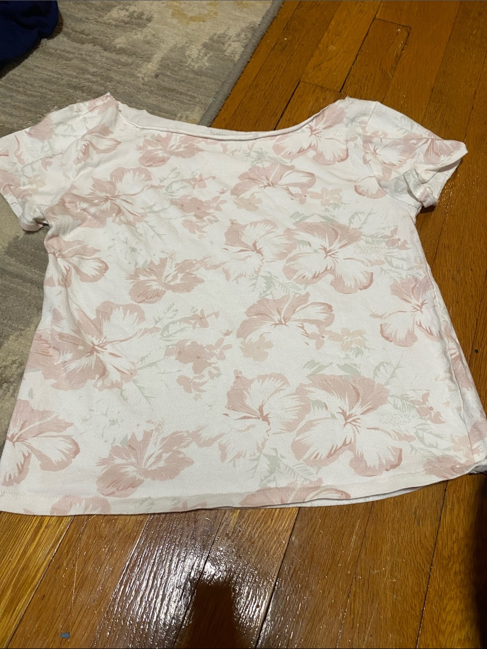 Aeropostale Girls' Pale Pink Floral Short Sleeve Tee on White